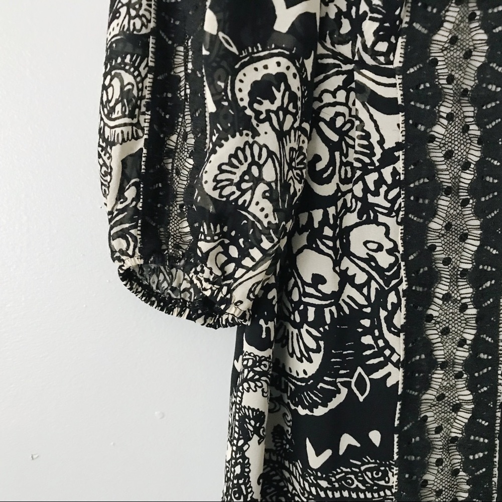 Nanette Lepore Black Cream Silk Dress - 2 - Picture 3 of 8